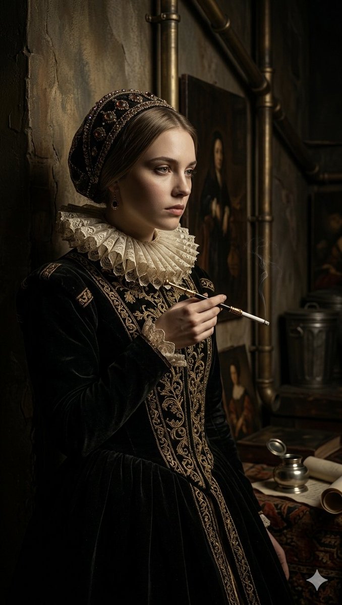 Steampunk Renaissance Noblewoman Portrait - AI image template preview