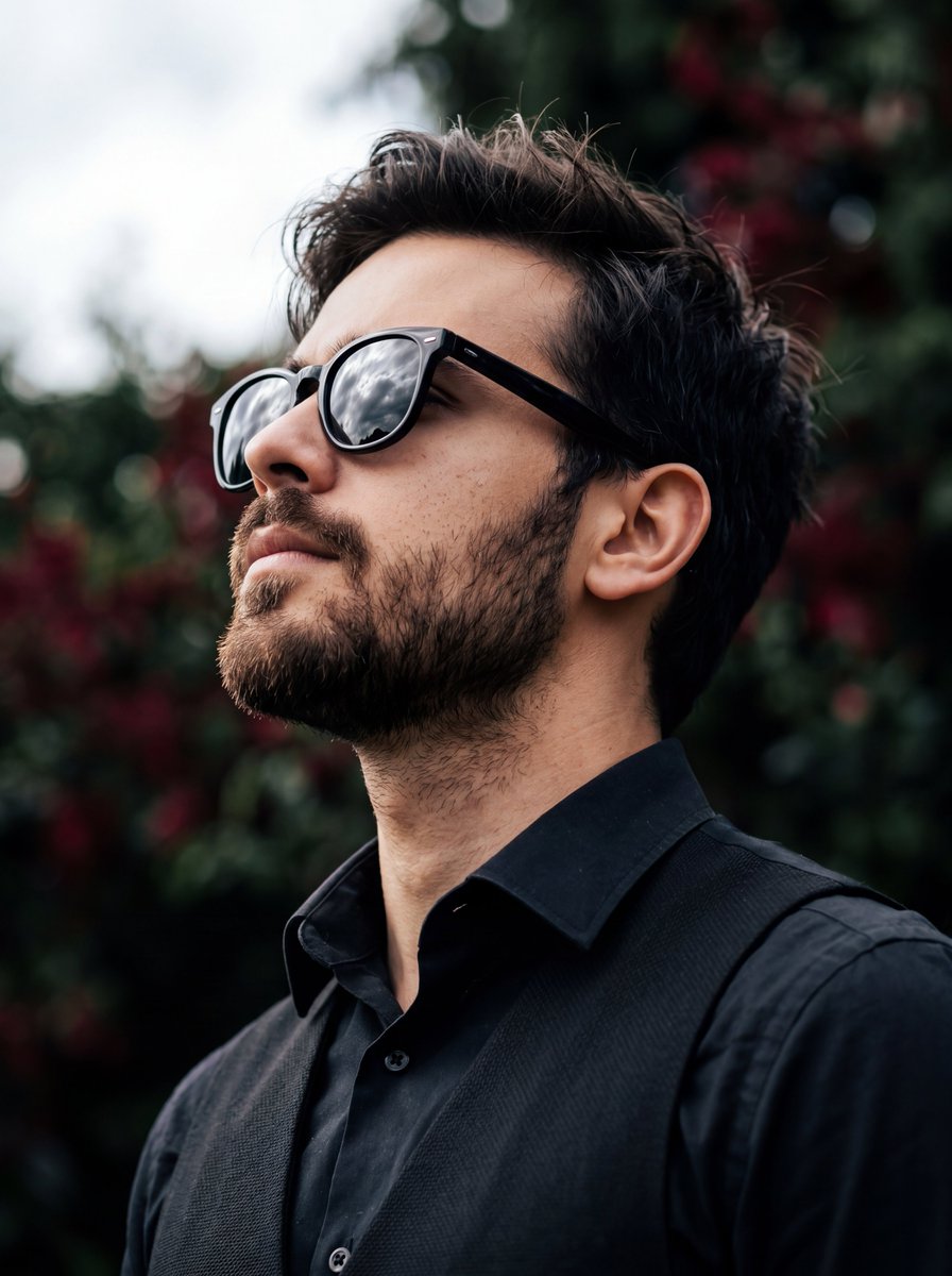 Side Profile Bearded Man Portrait - AI image template preview