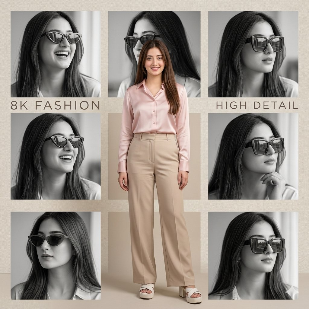 Pink Shirt Collage Portrait - AI image template preview
