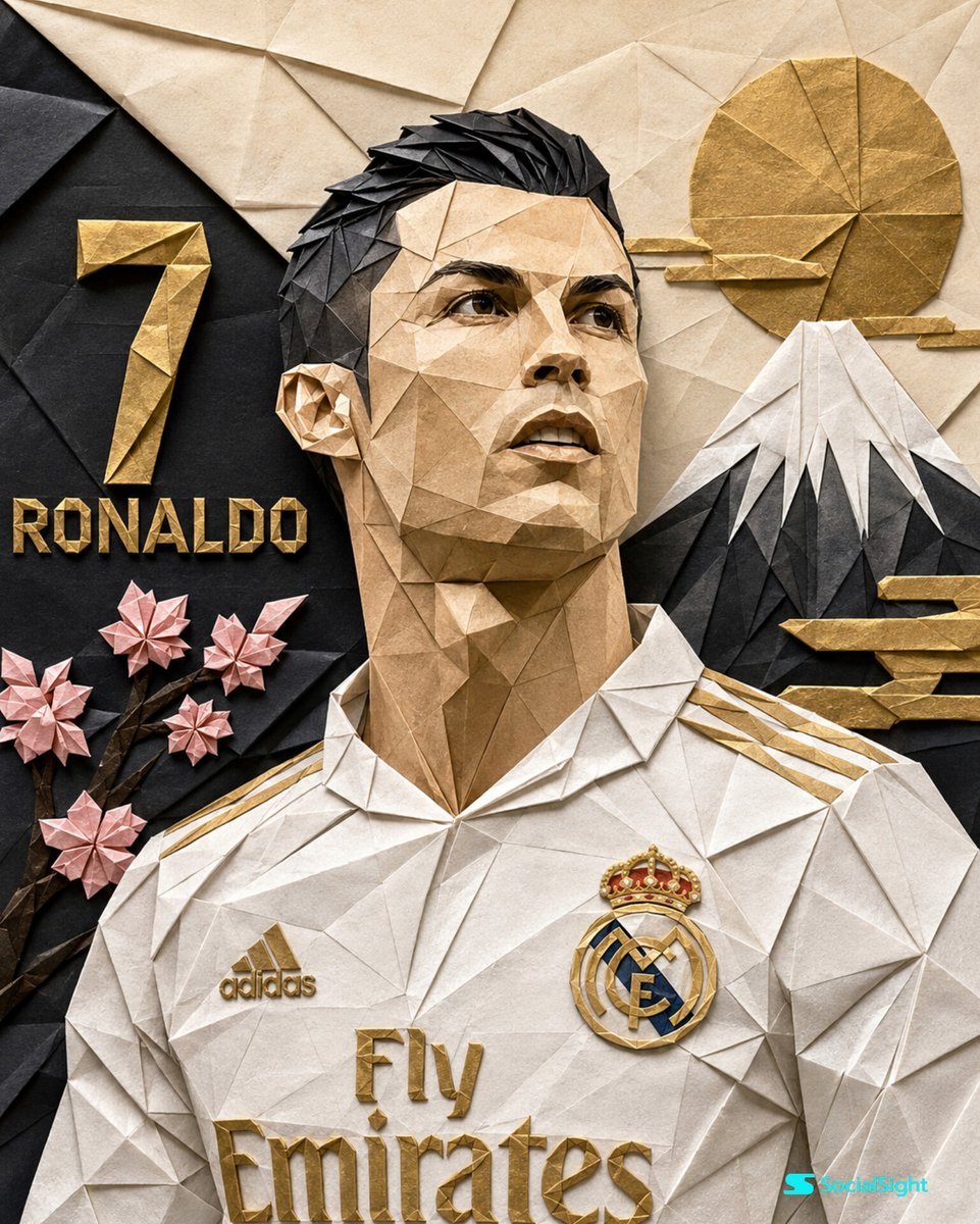 Cristiano Ronaldo Origami Paper Art - AI image template preview