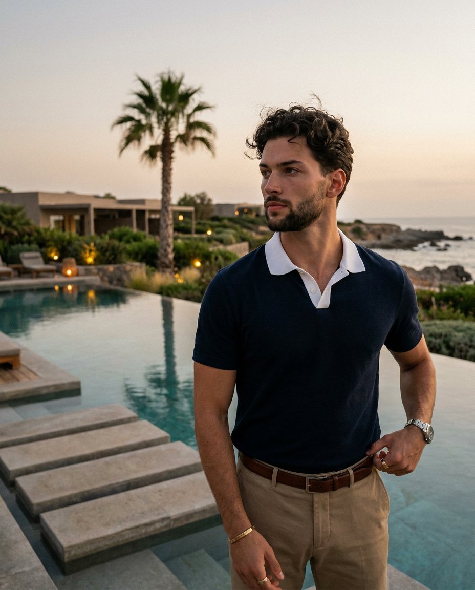 Luxury Resort Male Editorial Portrait - AI image template preview