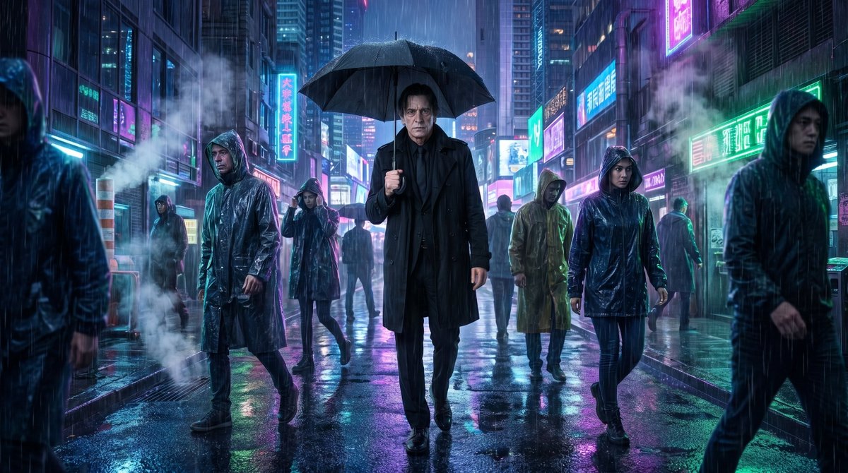 Vampire Detective Cyberpunk Scene - AI image template preview