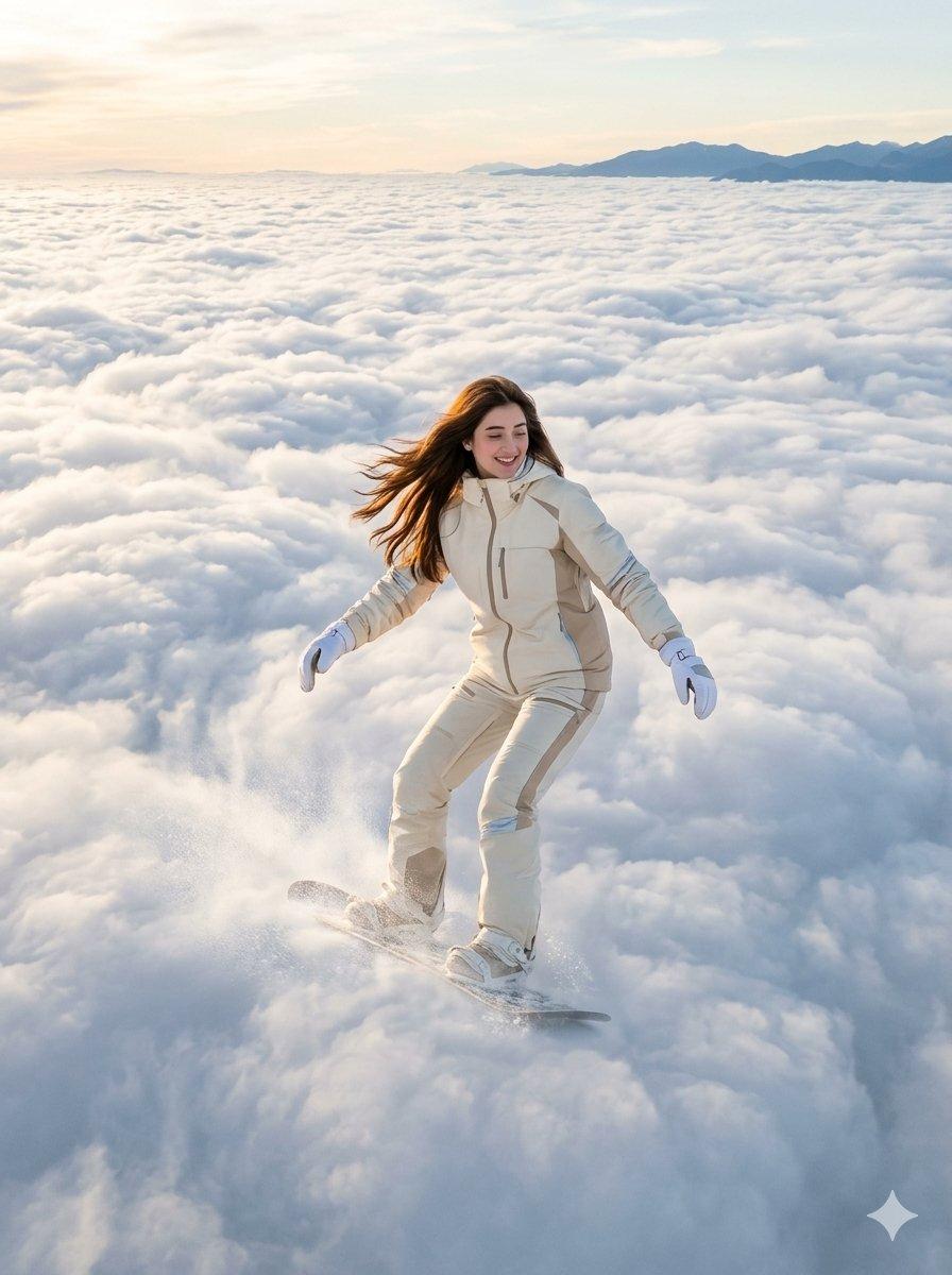 Surreal Cloud Snowboarding Girl preview