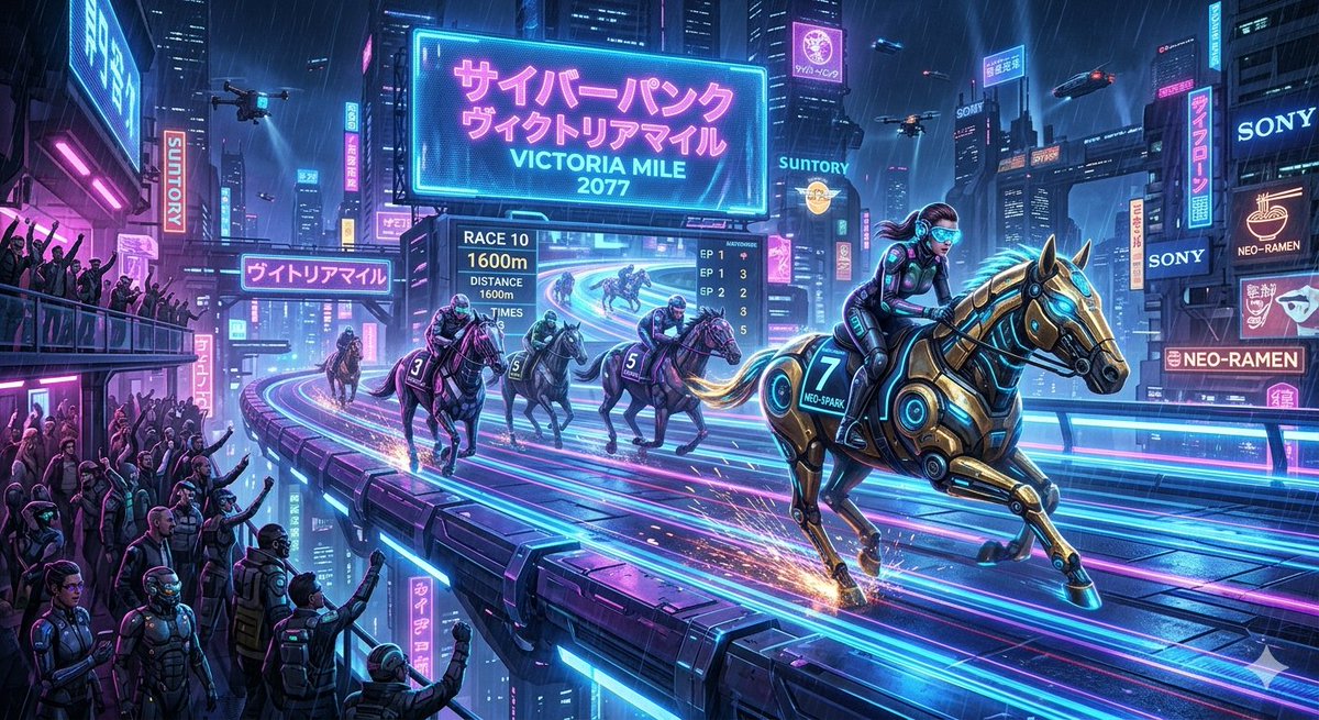 Cyberpunk Victoria Mile Racing - AI image template preview