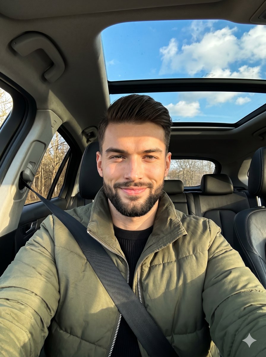 Golden Hour Car Driver Portrait - AI image template preview