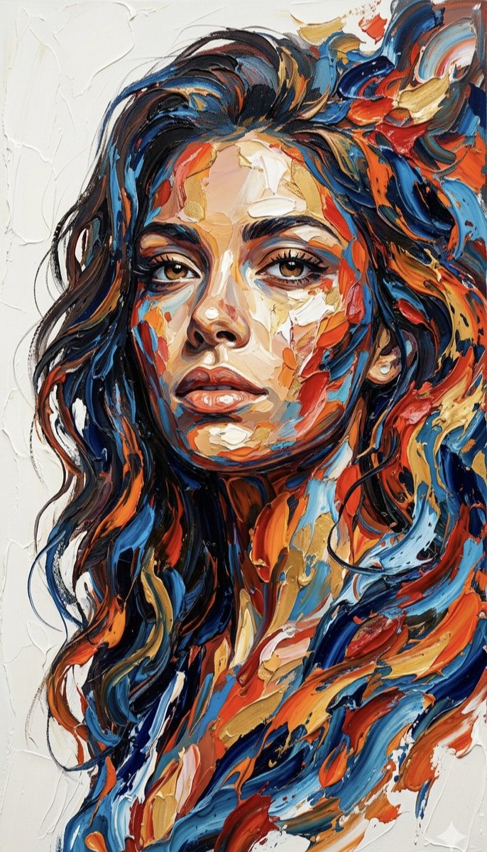 Impasto Palette Knife Oil Painting - AI image template preview