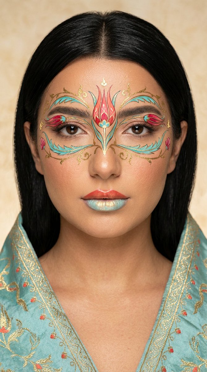 Ottoman Tulip Editorial Makeup Portrait - AI image template preview