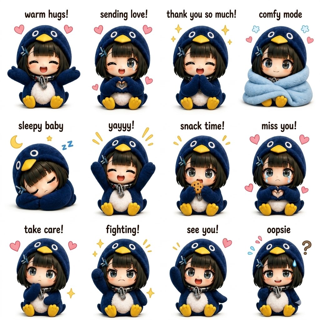 Kawaii Chibi Sticker Sheet - AI image template preview