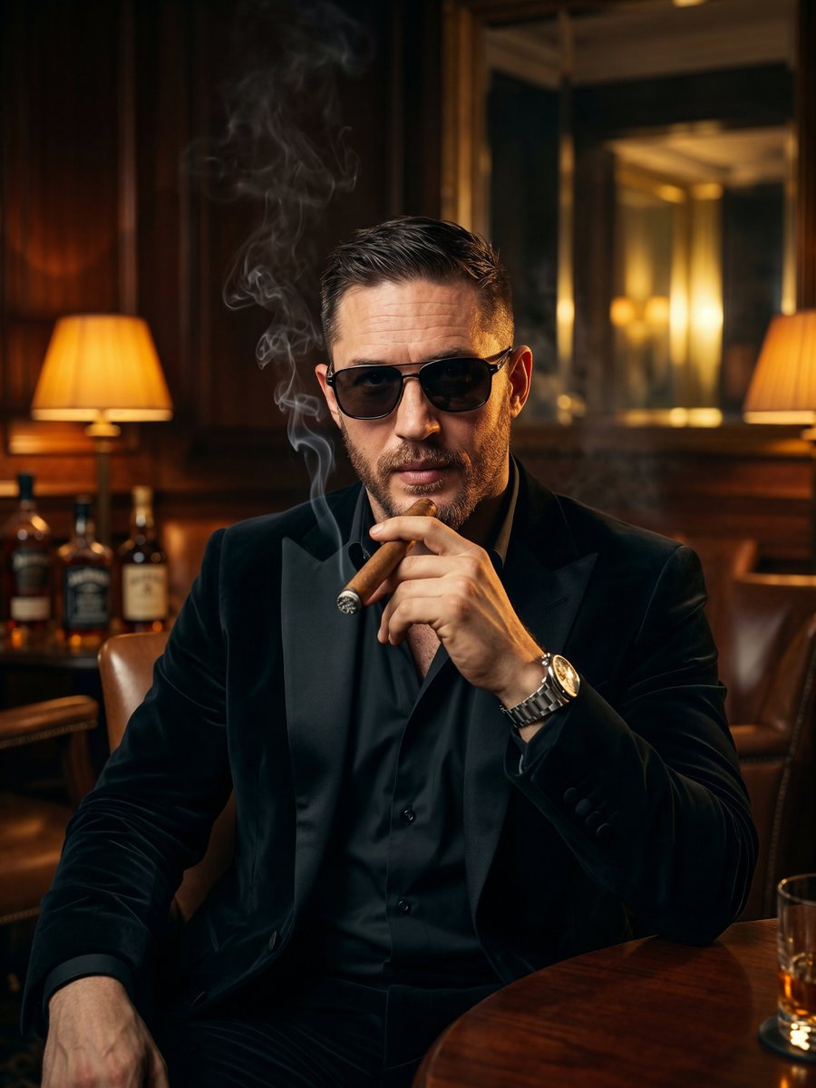 Cinematic Noir Crime Boss Portrait - AI image template preview