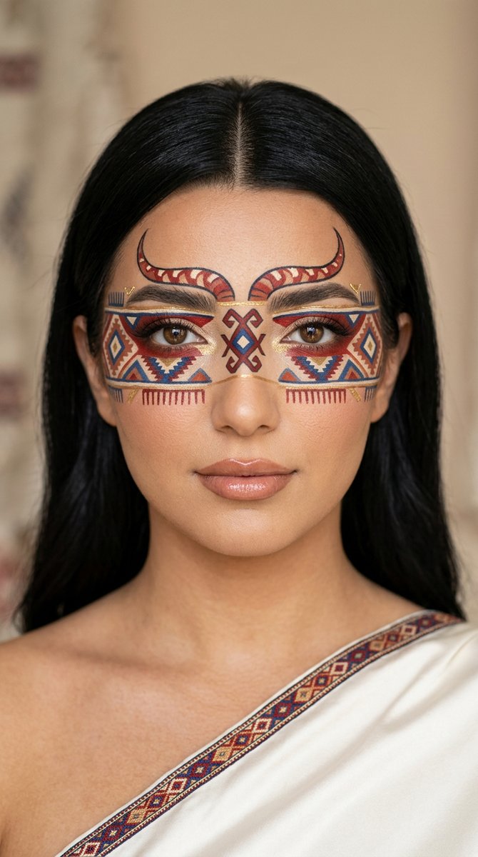 Anatolian Kilim Motif Makeup Art - AI image template preview