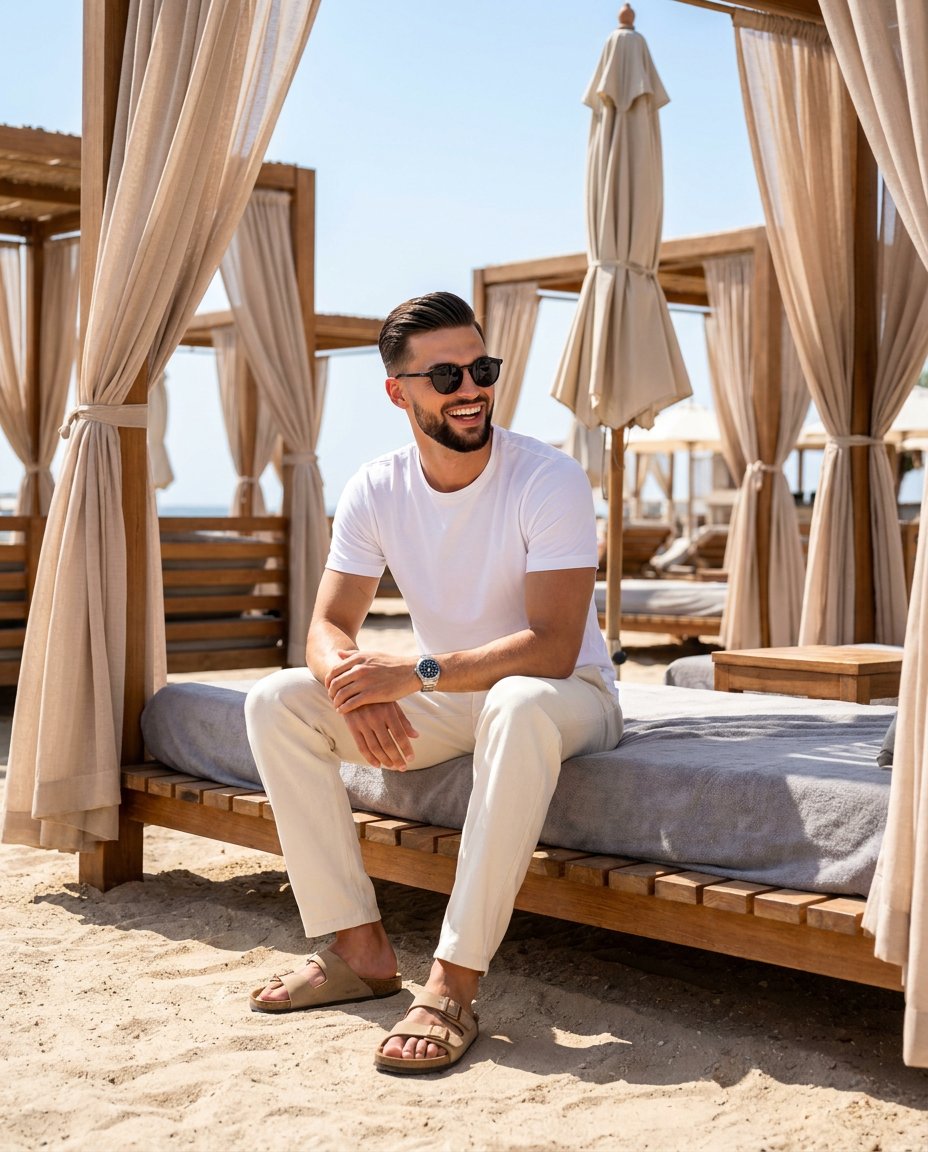 Luxury Beach Club Vacation Portrait - AI image template preview