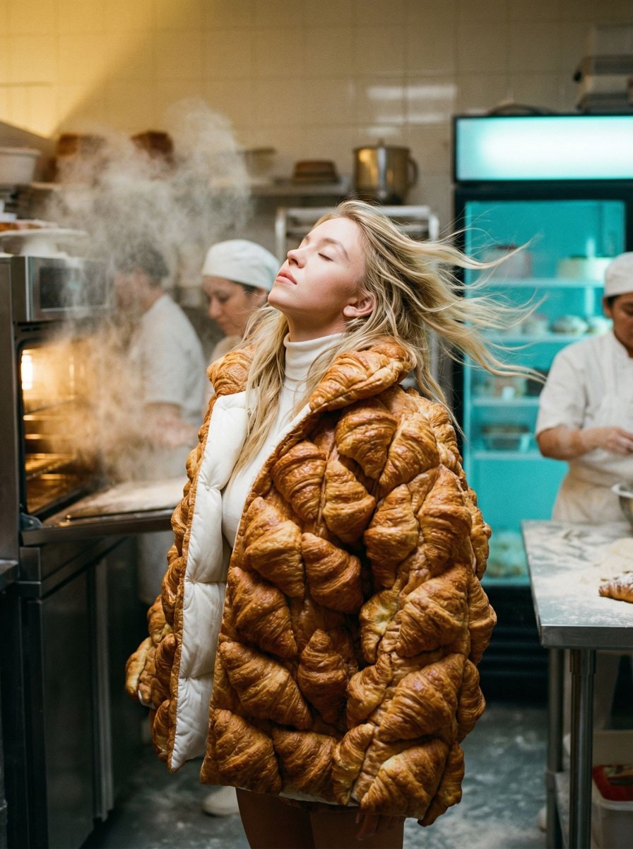 Surreal Croissant Puffer Fashion - AI image template preview