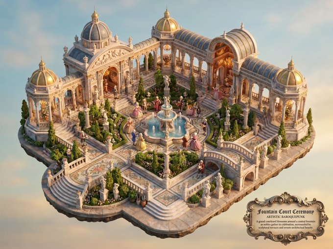 Baroquepunk Royal Garden Miniature - AI image template preview