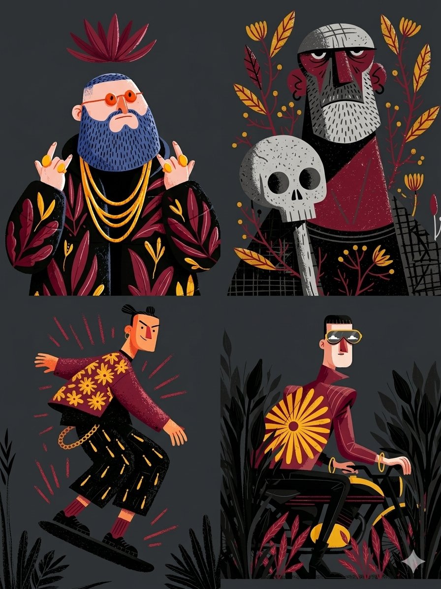 Risograph Folk Art Illustration - AI image template preview