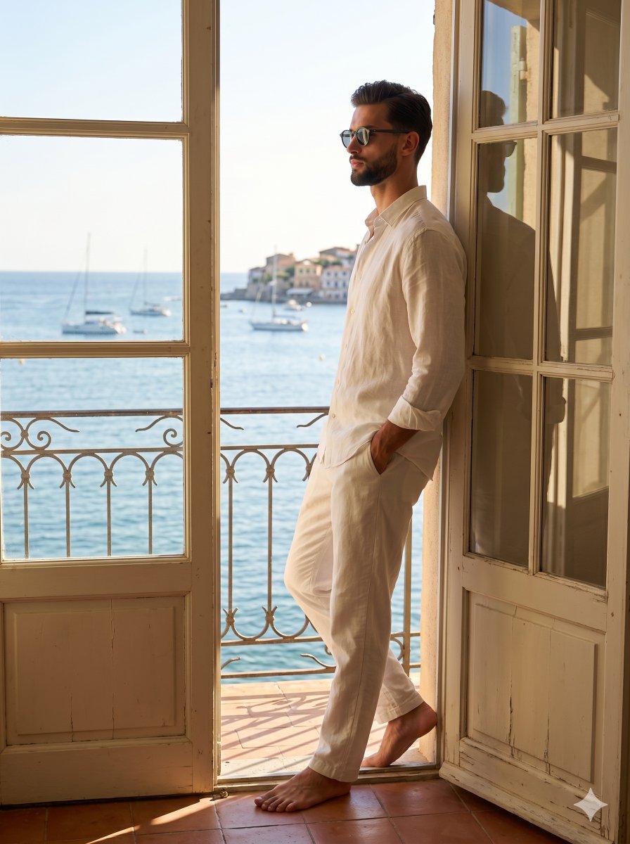 Sophisticated Summer Editorial Lifestyle Portrait - AI image template preview