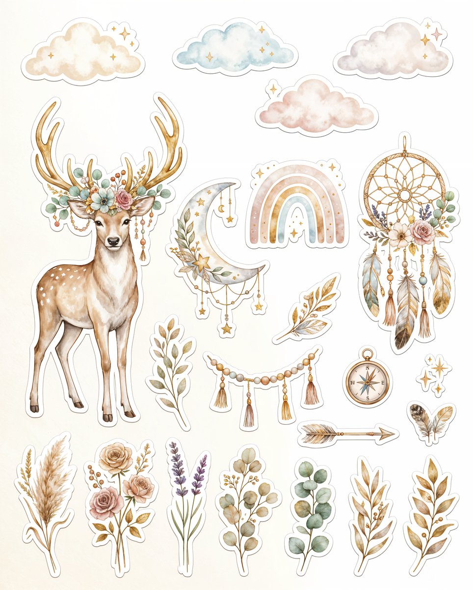 Luxury Boho Sticker Collection - AI image template preview