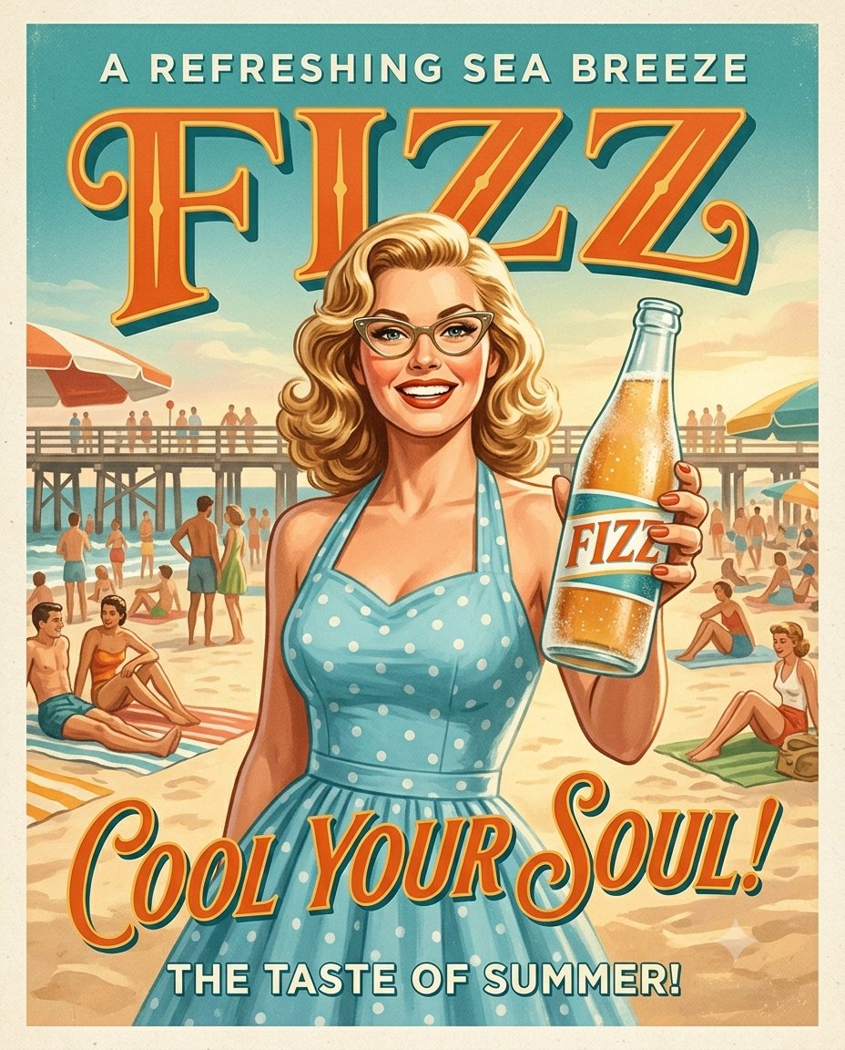 1950s Vintage Soda Advertisement Posters - AI image template preview