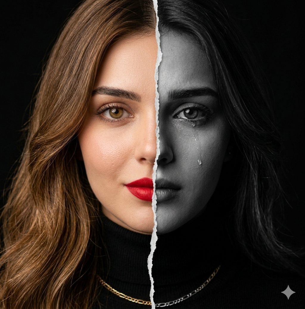 Cinematic Torn Paper Split Portrait - AI image template preview