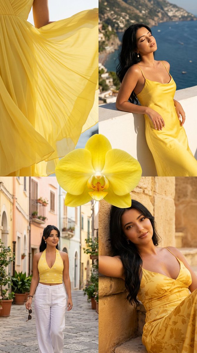 Amalfi Coast Summer Fashion Collage - AI image template preview