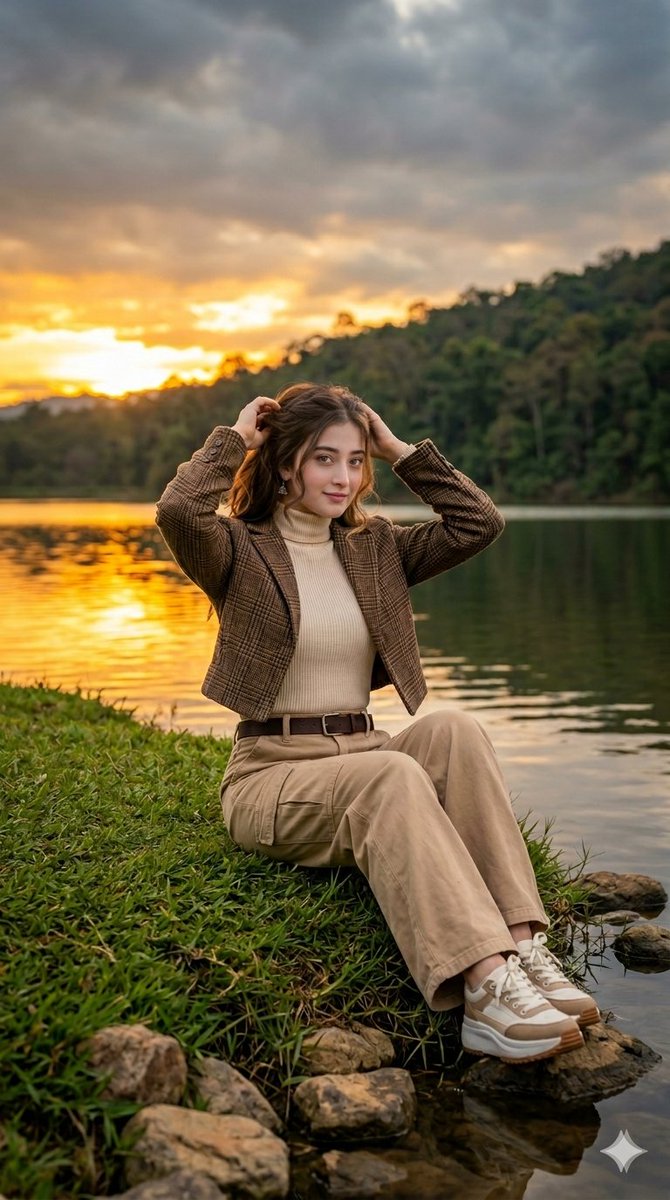 Autumn Lakeside Fashion Editorial - AI image template preview