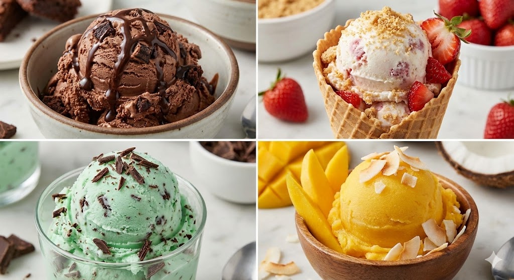 Assorted Ice Cream Flavors Grid - AI image template preview