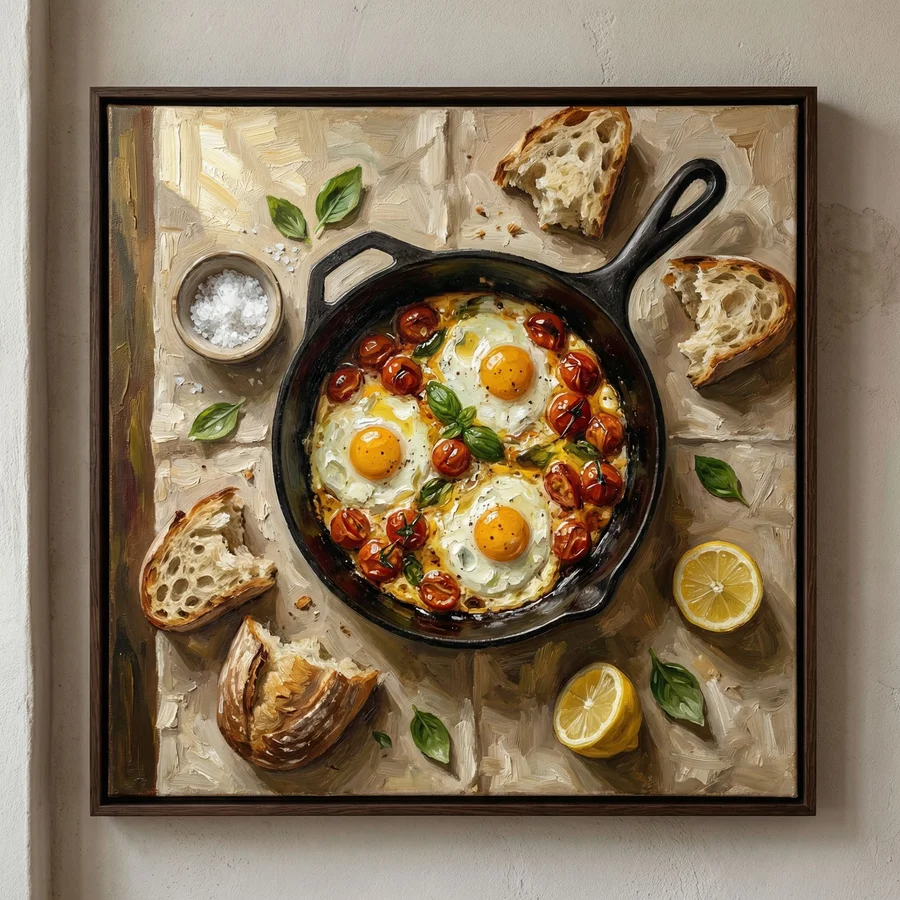 Overhead Skillet Eggs Photography - AI image template preview