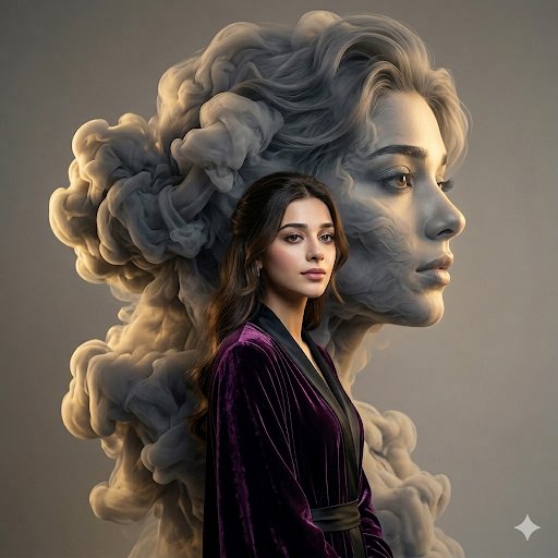 Smoke Silhouette Fashion Portrait - AI image template preview