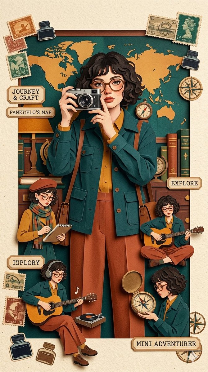 Travel Papercraft Illustration - AI image template preview