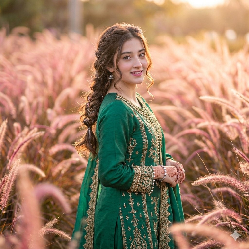 Fountain Grass Field Portrait - AI image template preview