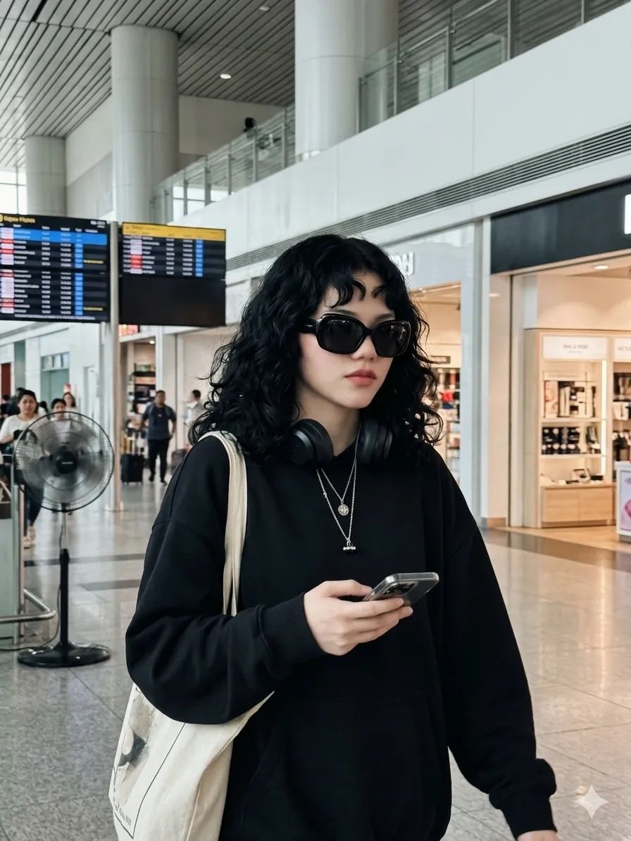 Candid Airport Street Style Portrait - AI image template preview