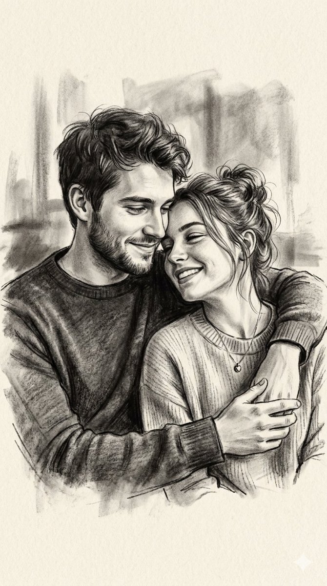 Charcoal and Pencil Couple Drawings - AI image template preview