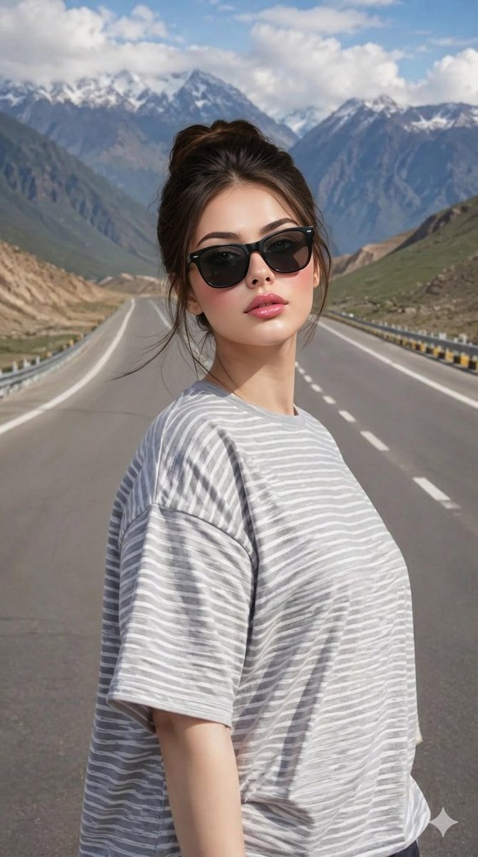 Stylish Highway Fashion Portrait - AI image template preview