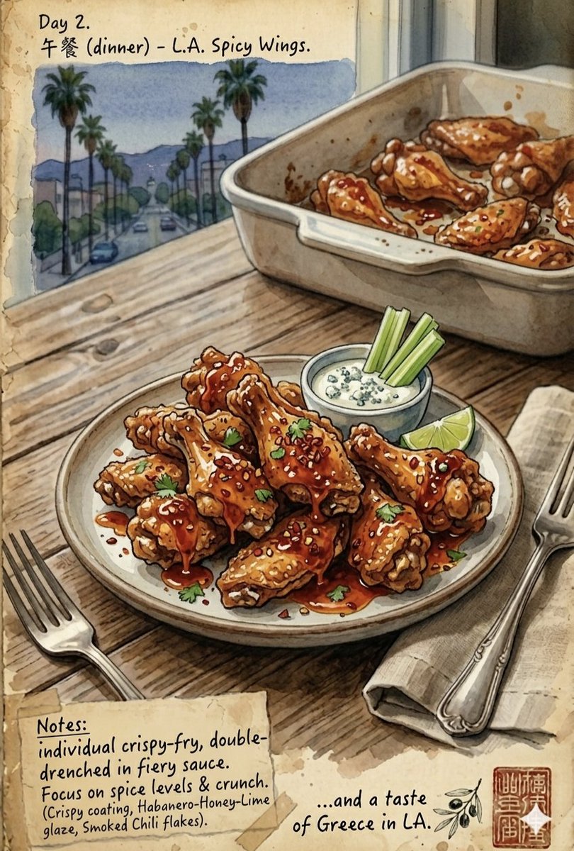 Watercolor Culinary Travel Diary Illustration - AI image template preview
