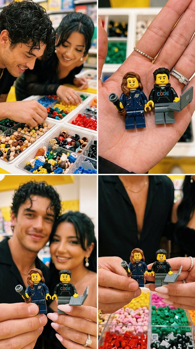 LEGO Minifigure Couple Selfie Collage - AI image template preview