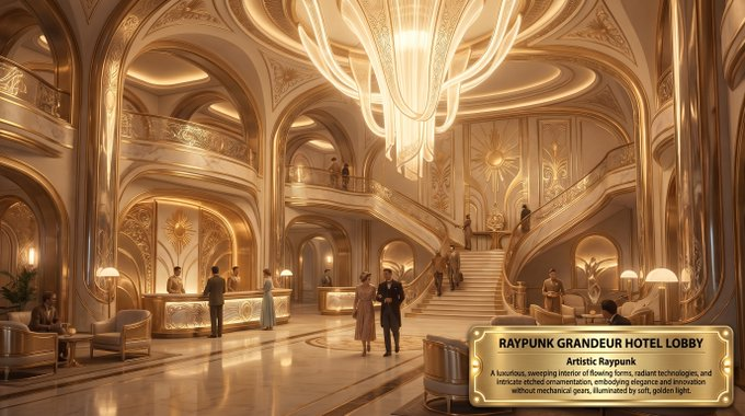 Luxury Hotel Raypunk Lobby - AI image template preview