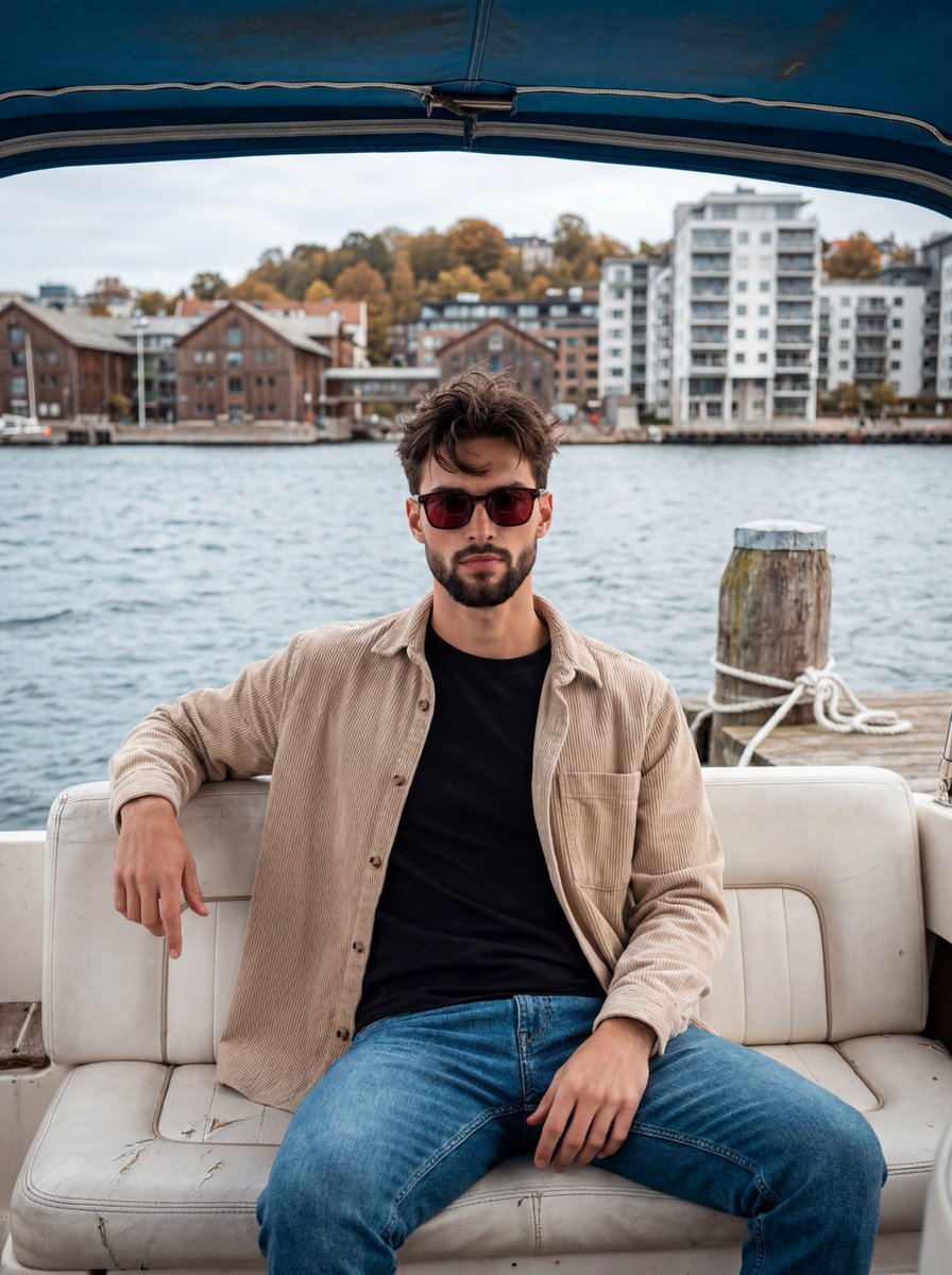 Casual Maritime Waterfront Portrait - AI image template preview