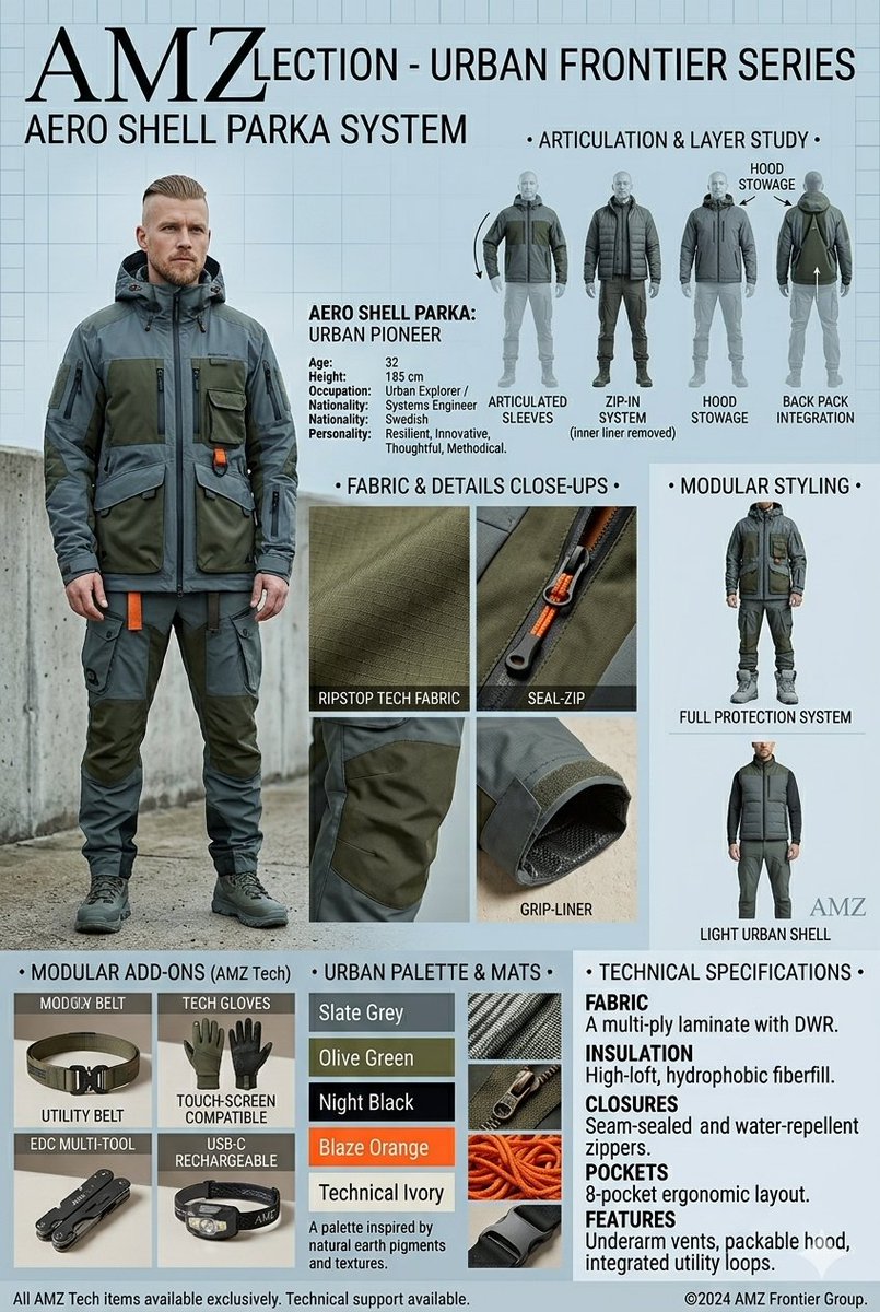 Technical Outerwear Design Sheet - AI image template preview