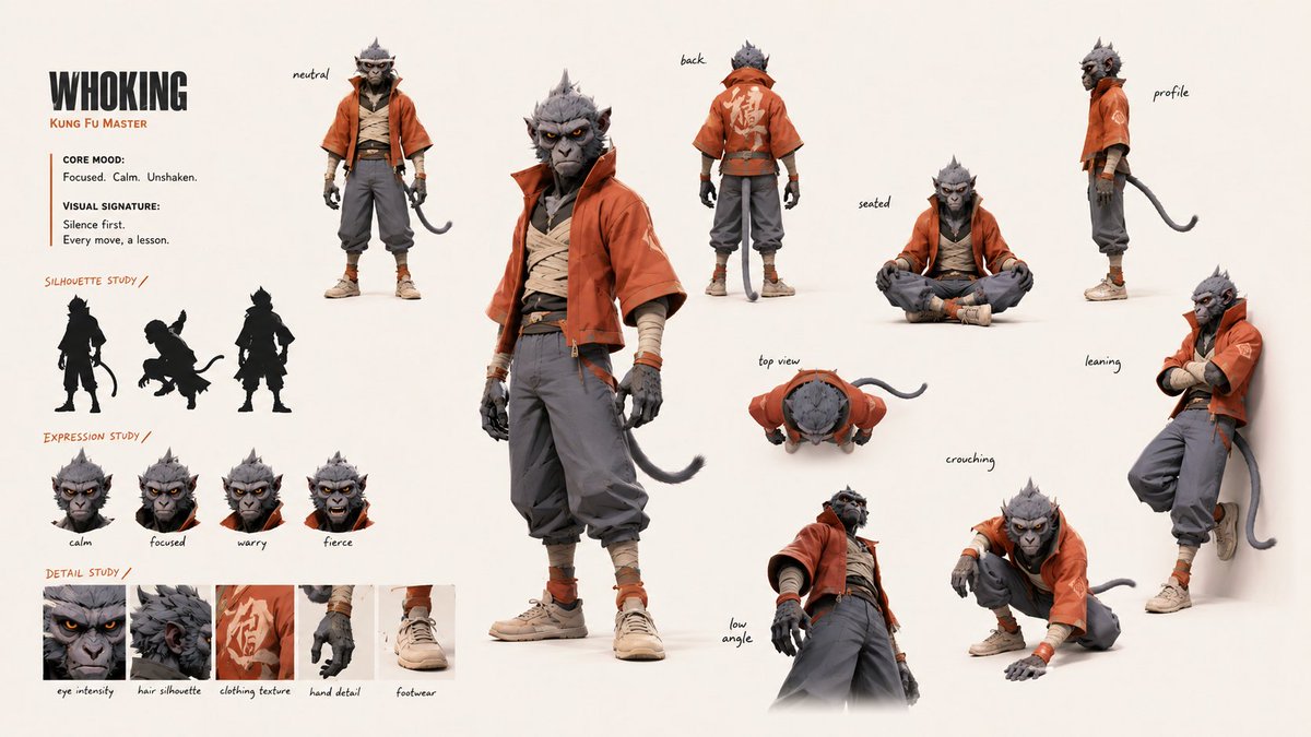 Kung Fu Character Storyboard Sheet - AI image template preview