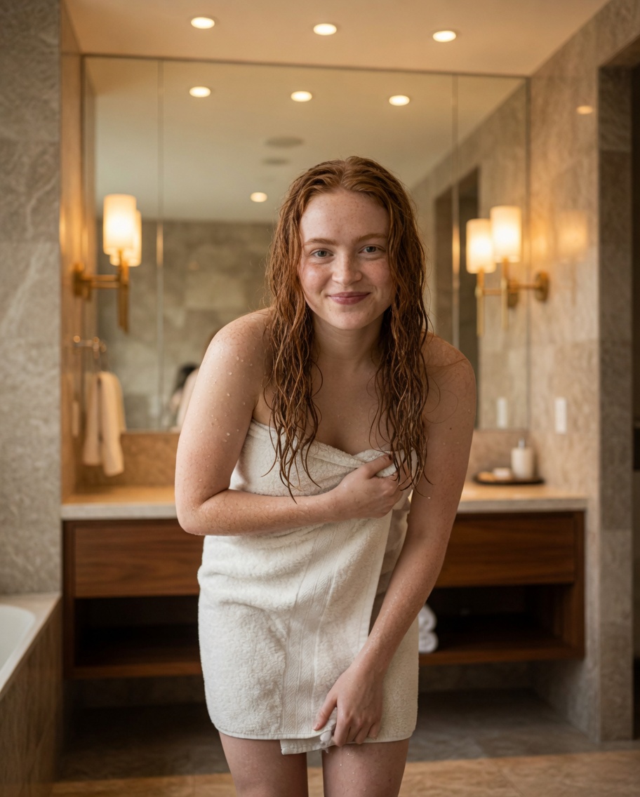 Candid Bathroom Lifestyle Portrait - AI image template preview
