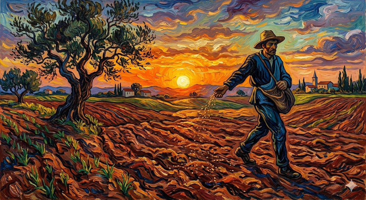 Van Gogh Sower Style Generation - AI image template preview