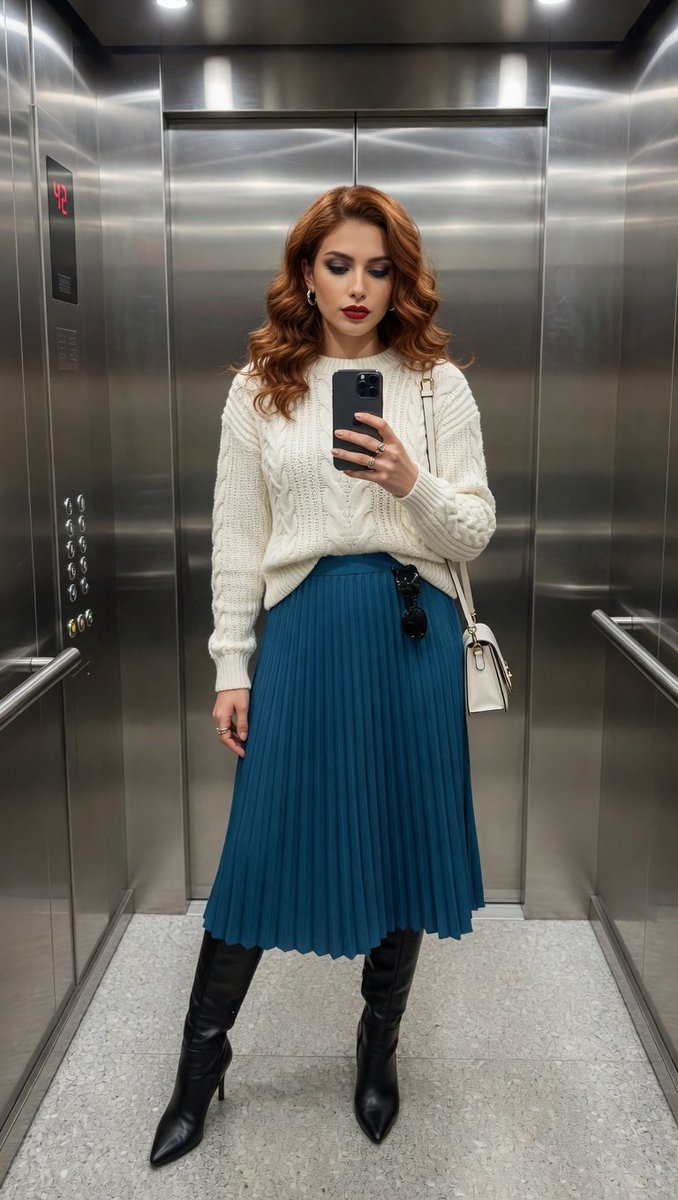 Photorealistic Elevator Mirror Selfie - AI image template preview