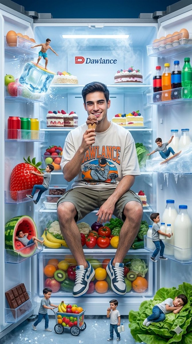 Luxury Refrigerator Miniature World - AI image template preview