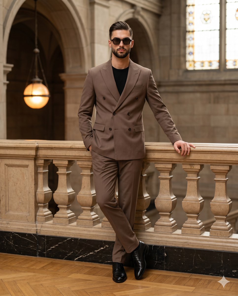Mocha Suit Editorial Portrait - AI image template preview