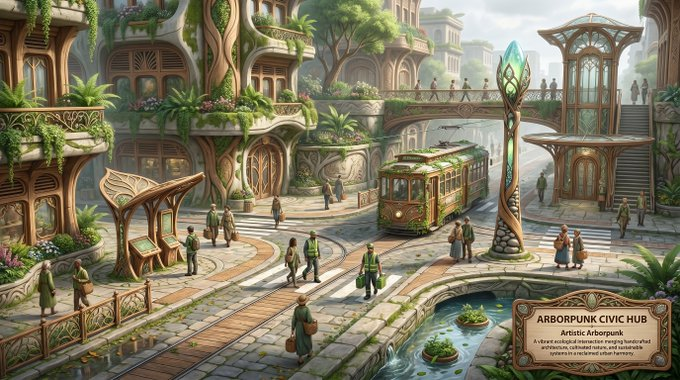 Artistic Arborpunk Urban Intersection - AI image template preview