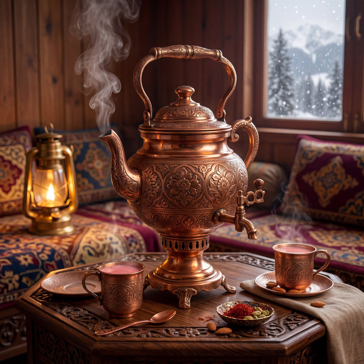 Kashmiri Samawar Luxury Photography - AI image template preview
