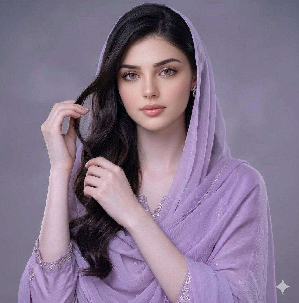 Lavender Salwar Kameez Editorial Portrait - AI image template preview