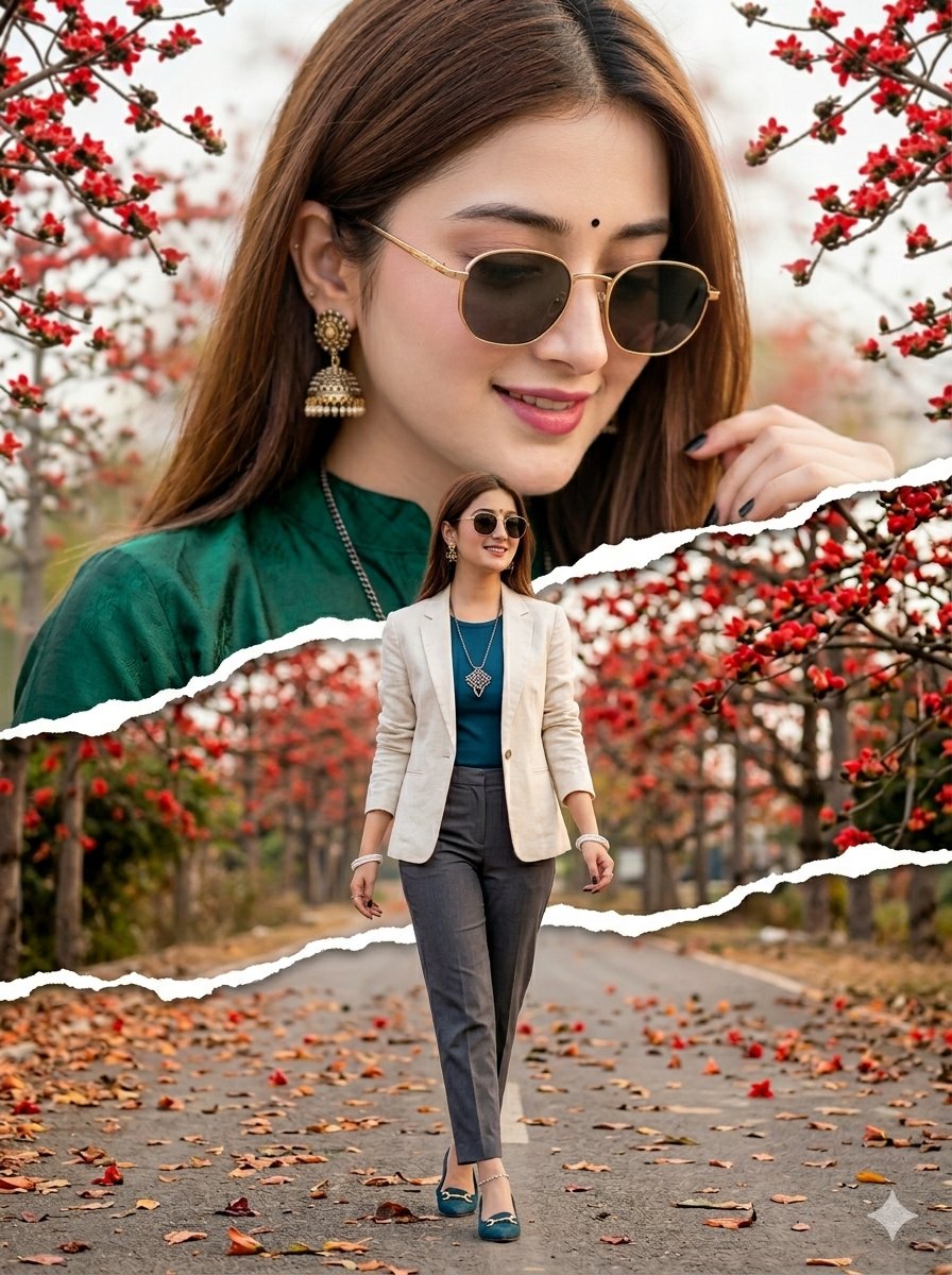 Double Exposure Paper Tear Collage - AI image template preview