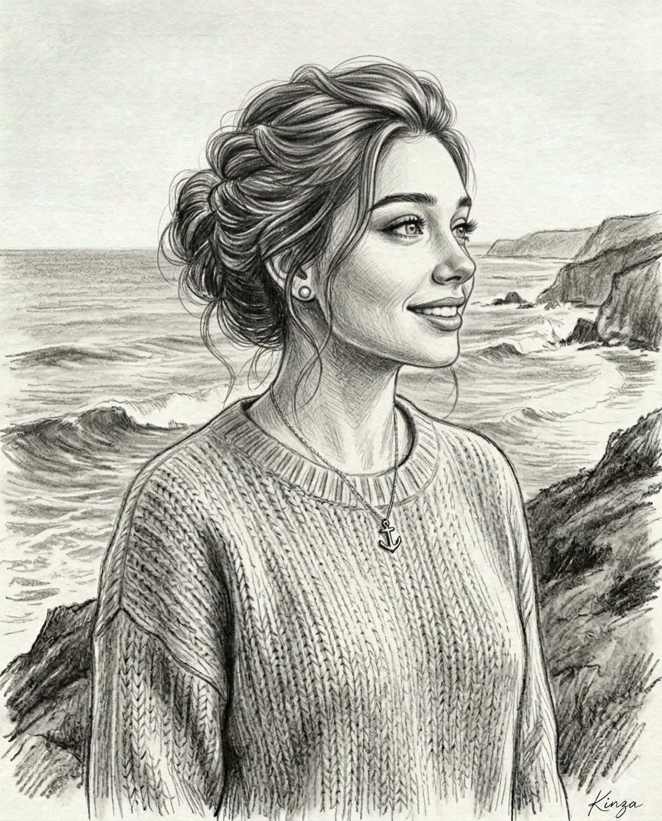 Vintage Graphite Pencil Portrait - AI image template preview