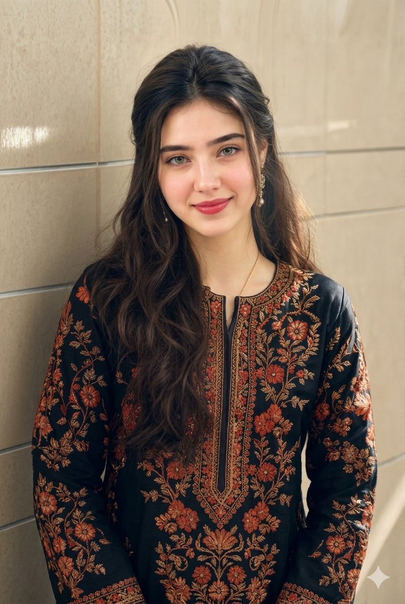 Ethnic Floral Dress Portrait - AI image template preview