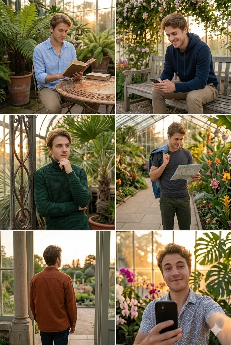 Sunlit Greenhouse Exploration Collage - AI image template preview